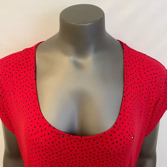 Tommy Hilfiger Dress Women’s XXL Red Polka Dot Tiered Midi Stretch - Picture 8 of 11